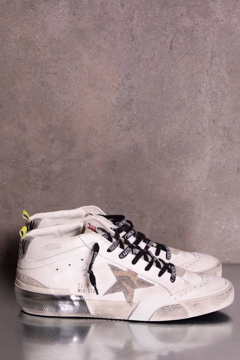 GOLDEN GOOSE Sneaker uomo Mid Star con stella in suede leopardato