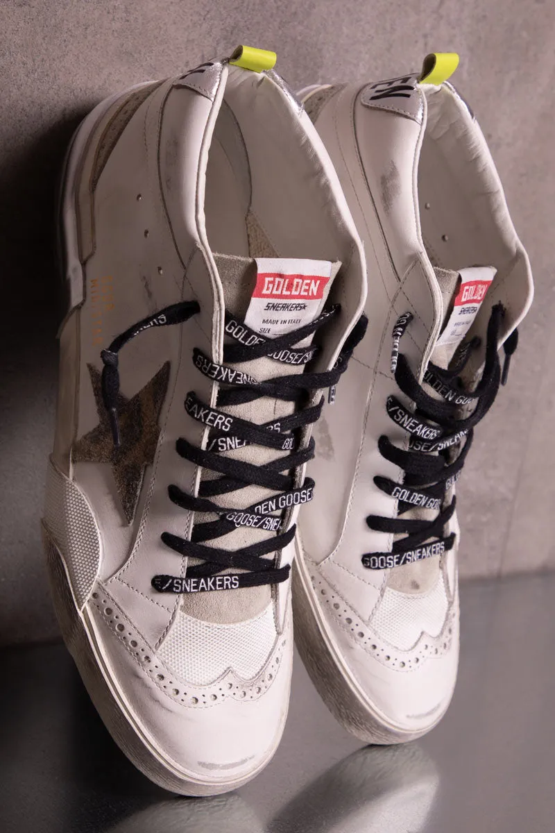 GOLDEN GOOSE Sneaker uomo Mid Star con stella in suede leopardato