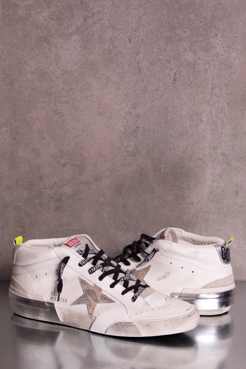 GOLDEN GOOSE Sneaker uomo Mid Star con stella in suede leopardato