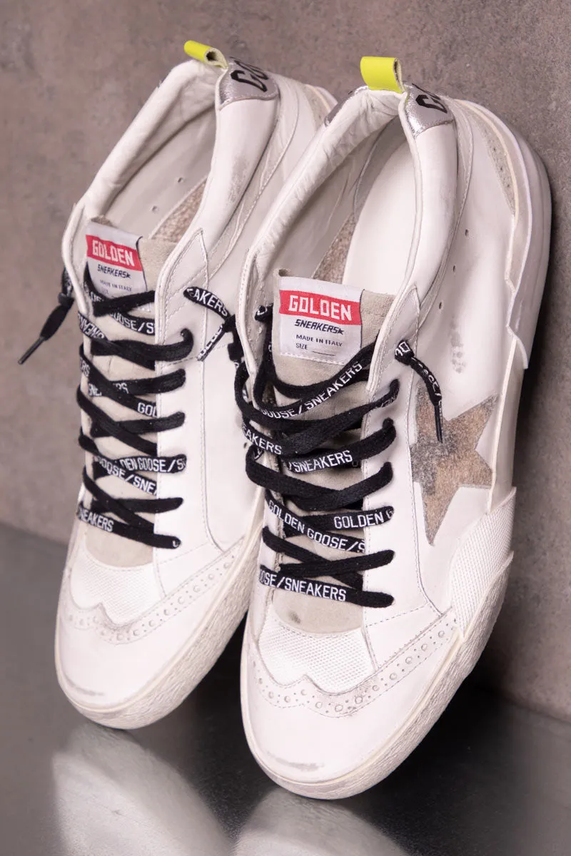 GOLDEN GOOSE Sneaker uomo Mid Star con stella in suede leopardato