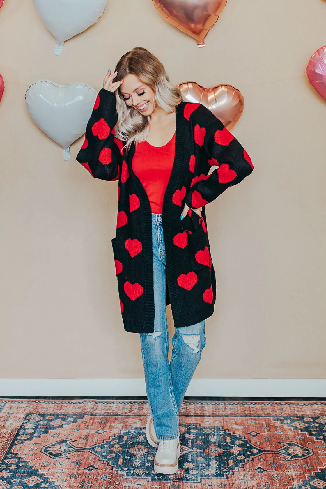 Heart Pattern Knit Cardigan