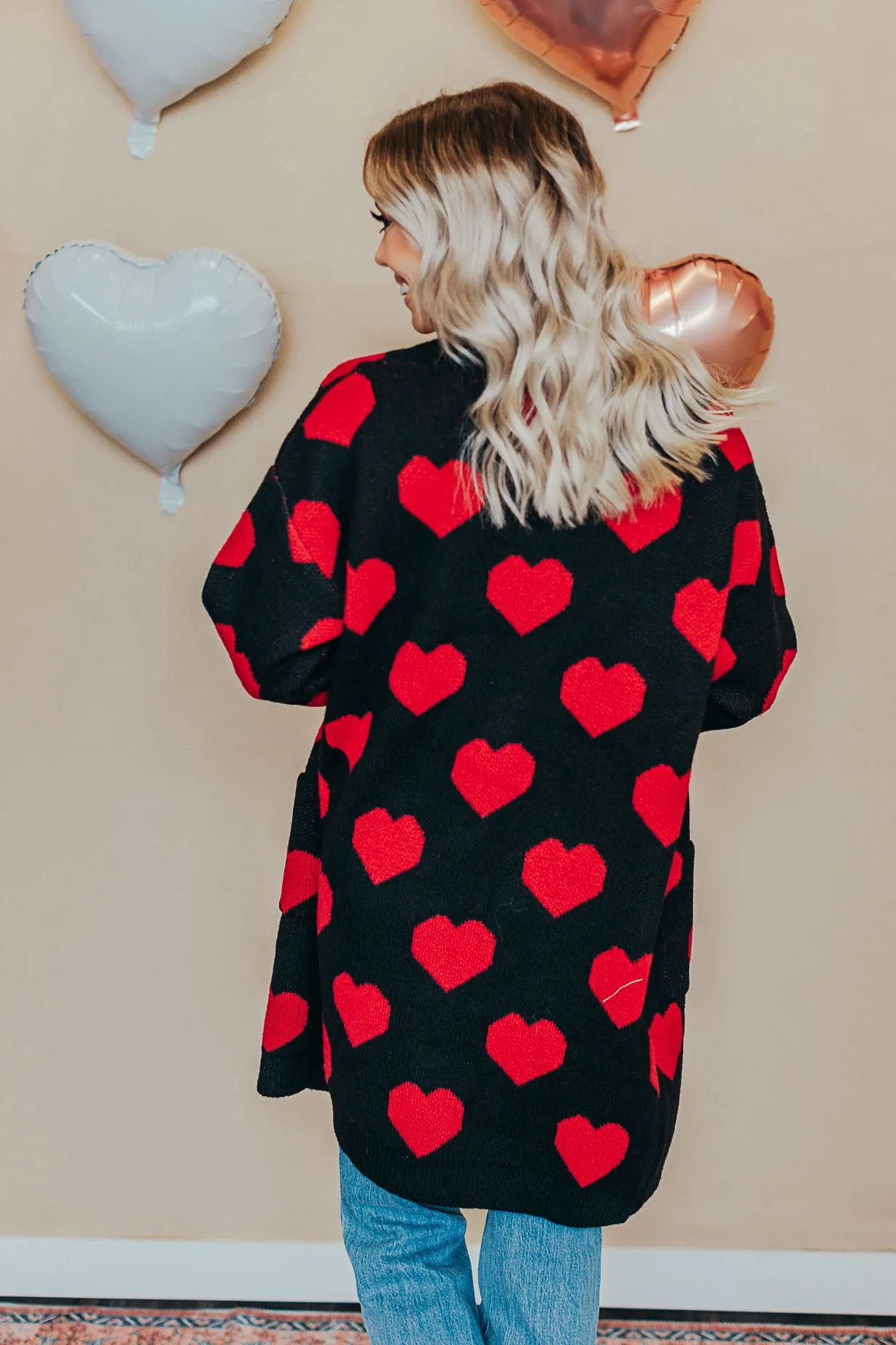 Heart Pattern Knit Cardigan