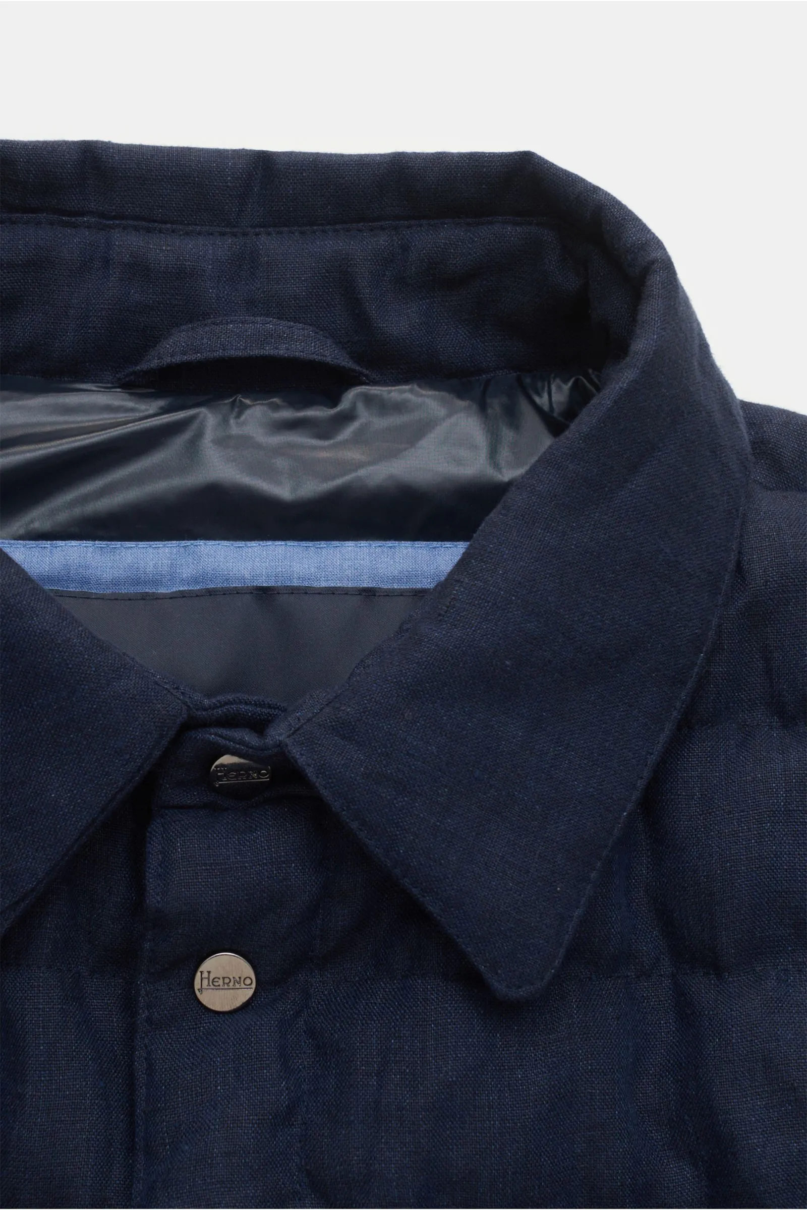 HERNO linen down jacket navy