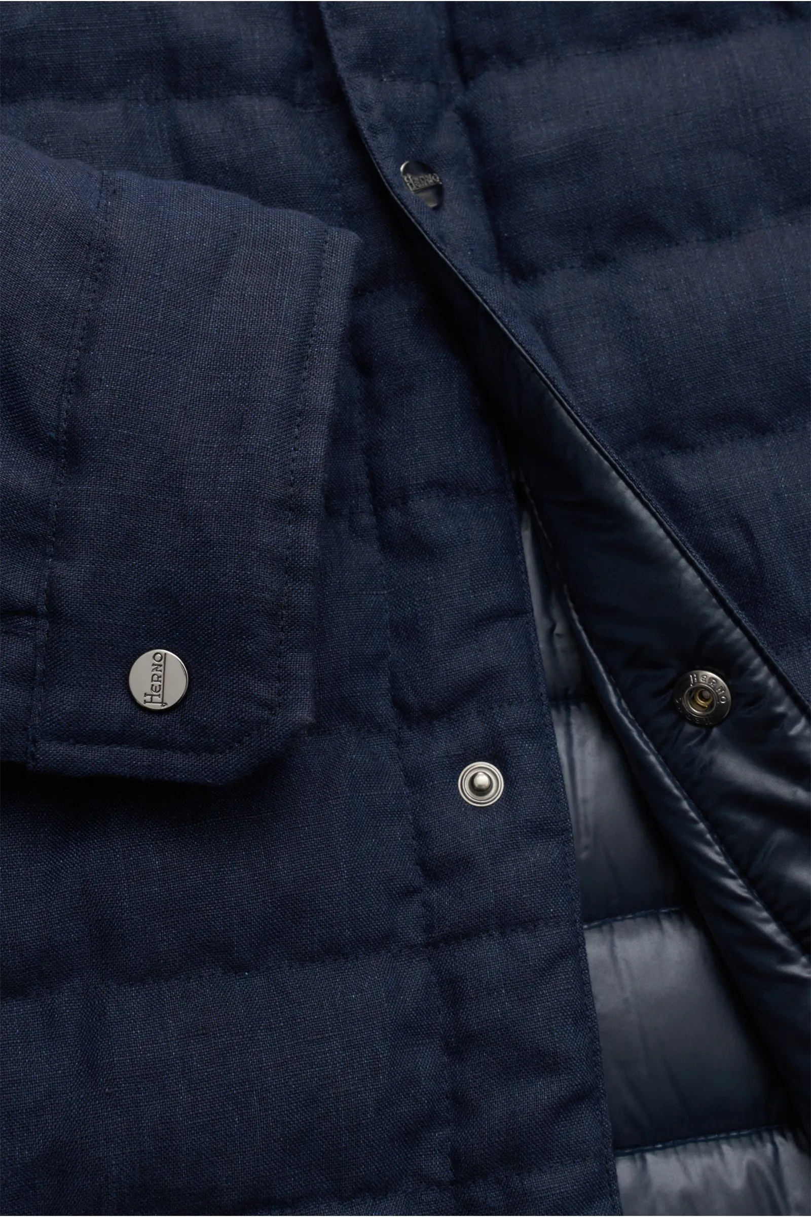 HERNO linen down jacket navy