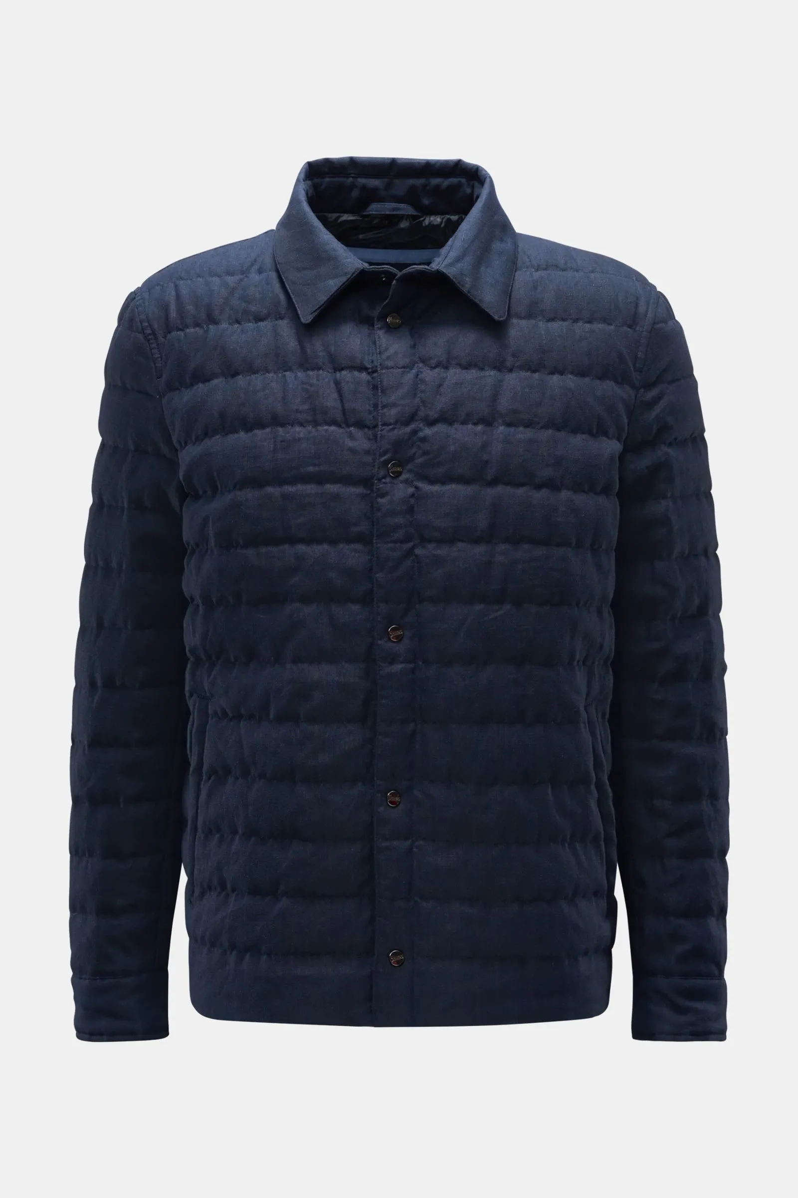 HERNO linen down jacket navy