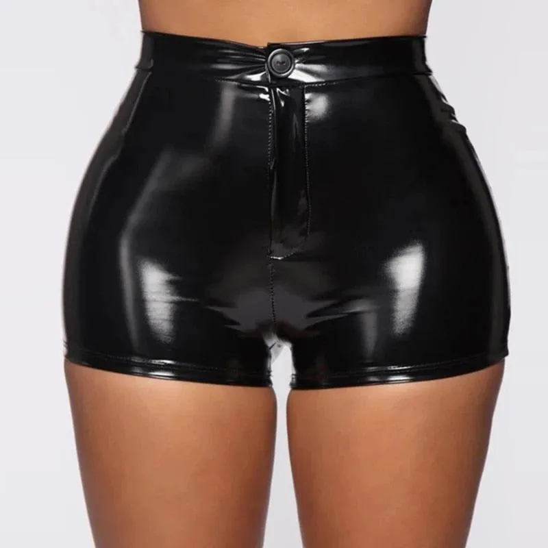 High Waist Leather Hot Pants