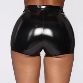 High Waist Leather Hot Pants