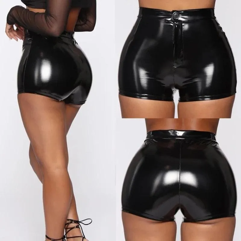 High Waist Leather Hot Pants