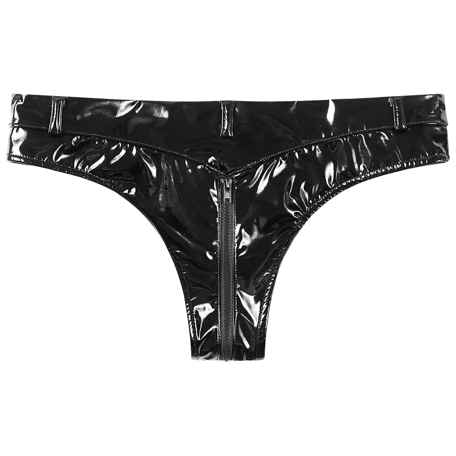 High Waist Shorts Patent Leather Open Front Mini Shorts