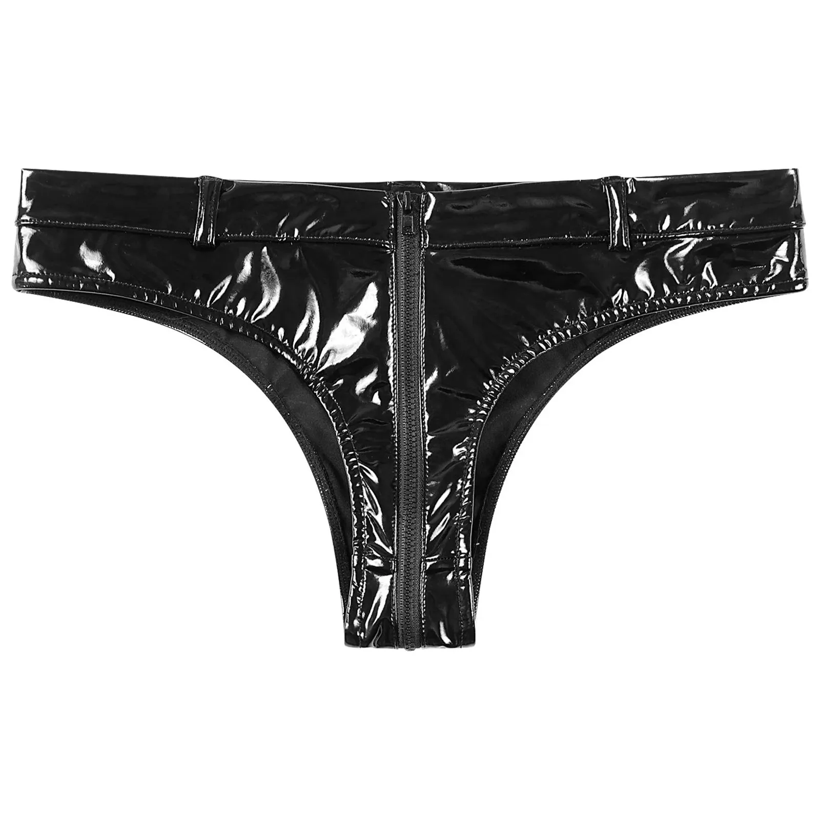 High Waist Shorts Patent Leather Open Front Mini Shorts