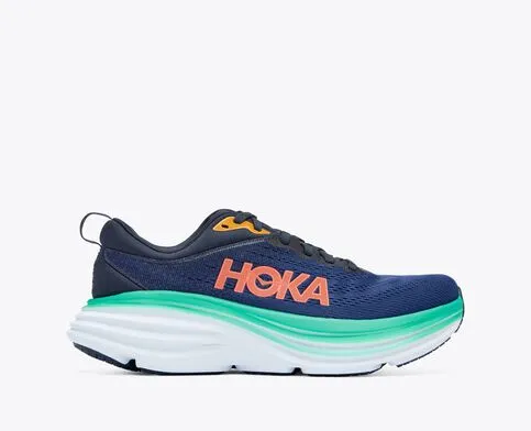 Hoka Womens Bondi 8 Athletic Shoes- Bellweather Blue/ Outer Space