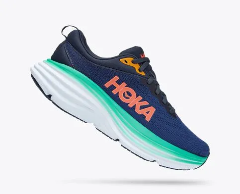 Hoka Womens Bondi 8 Athletic Shoes- Bellweather Blue/ Outer Space