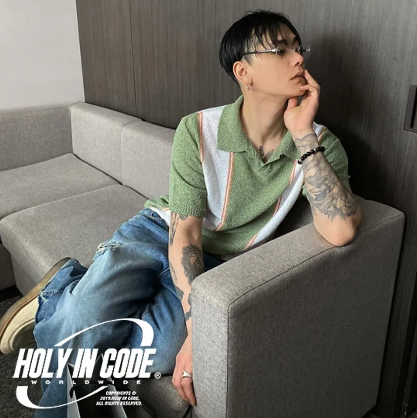 HOLY IN CODE  |Stripes Casual Style Unisex Street Style Cotton