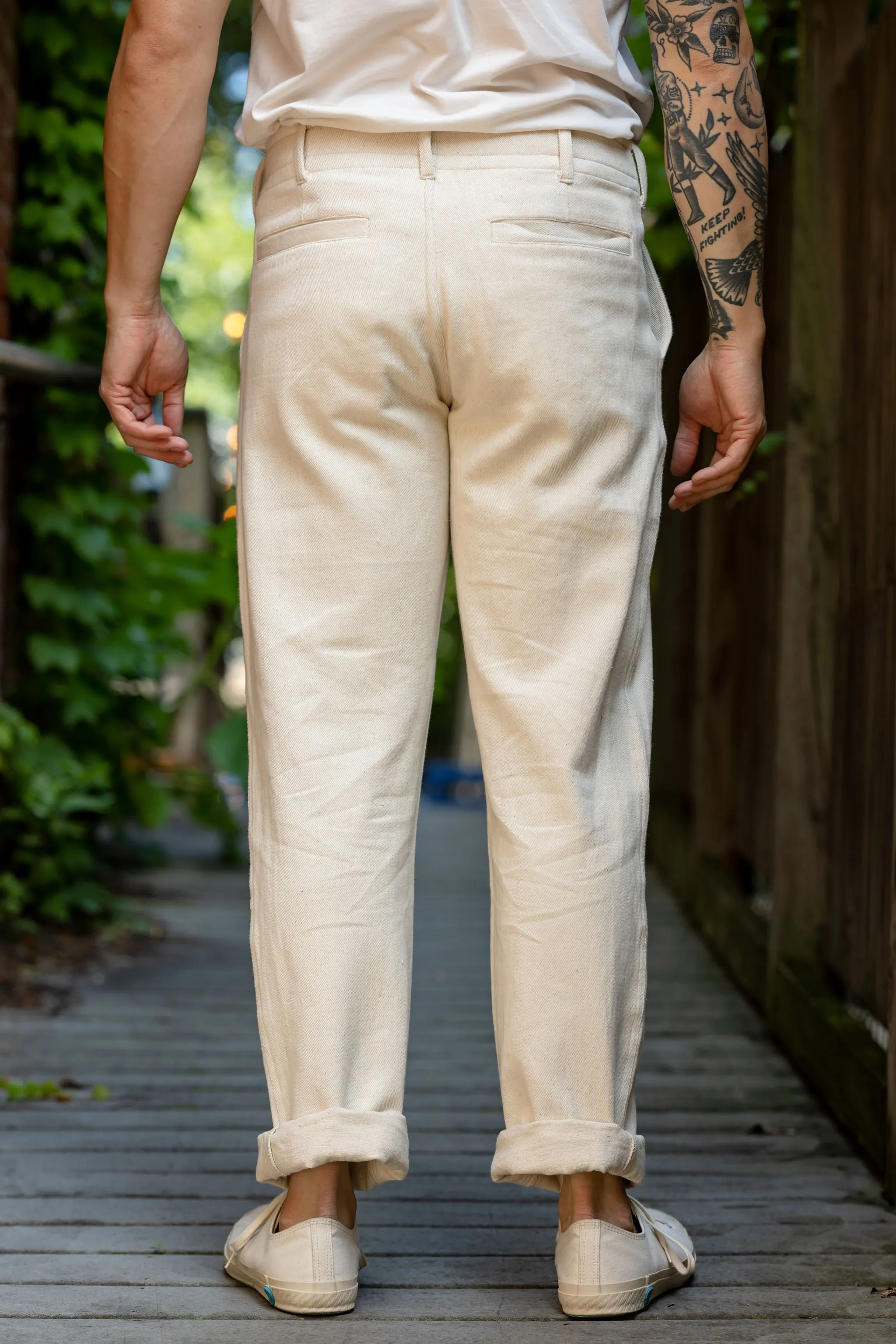 Indi + Ash Obelisk Pant - Handwoven Undyed Denim