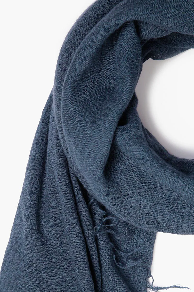 Indigo Cashmere and Silk Scarf