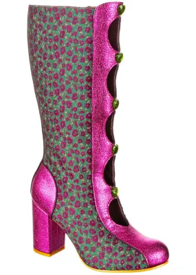 Irregular Choice Ditsy Darling 60's Boots Pink