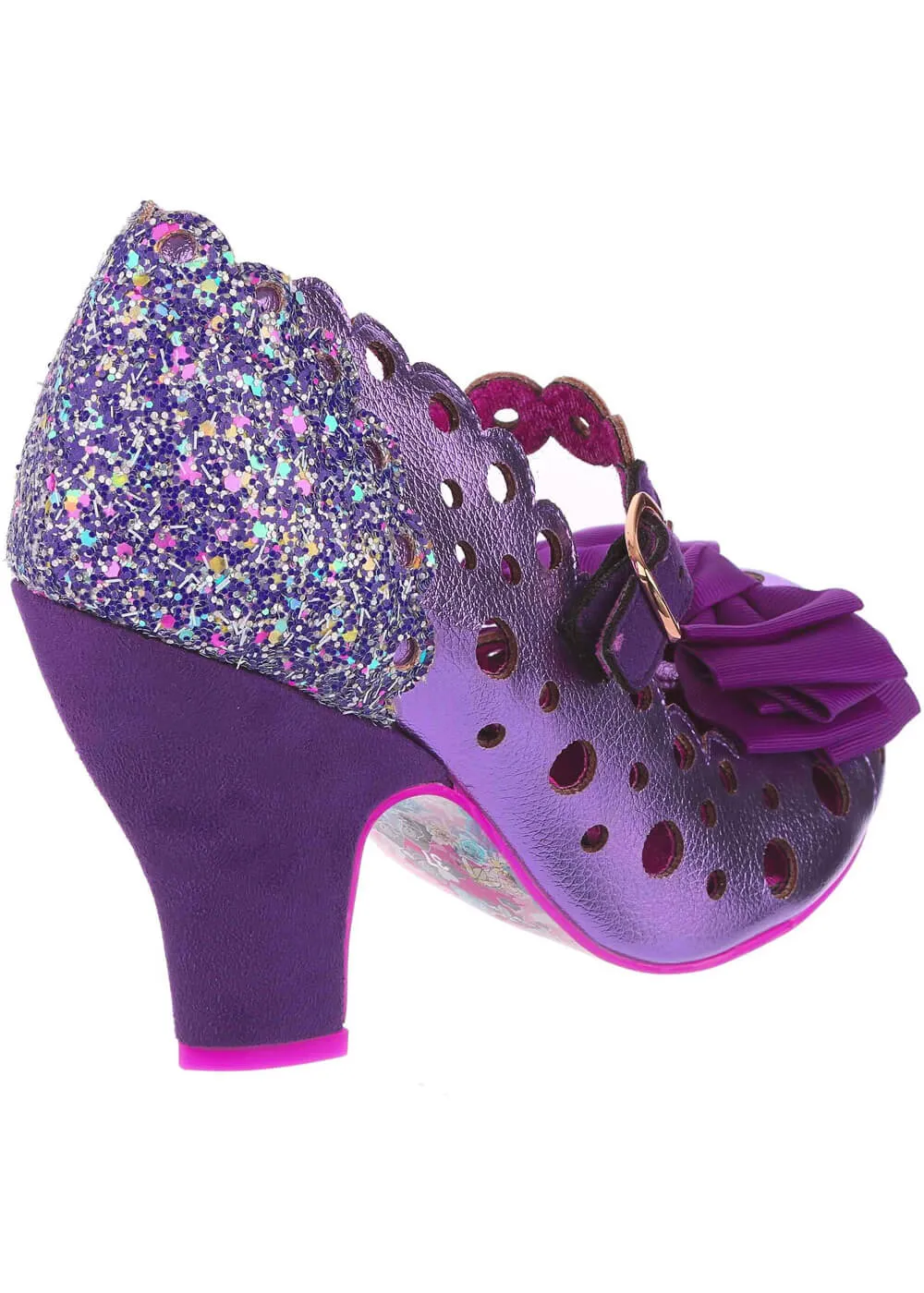 Irregular Choice Upside Down Glitter Pumps Purple