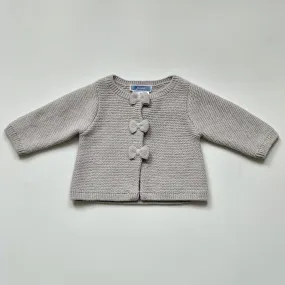 Jacadi Grey Wool/ Alpaca Knit Cardigan With Bows: 1 Month