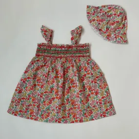 Jacadi Red Toned Liberty Print Sundress And Hat:  2 Years