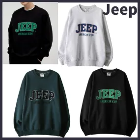 JEEP  |Unisex Street Style Long Sleeves Plain Cotton Logo