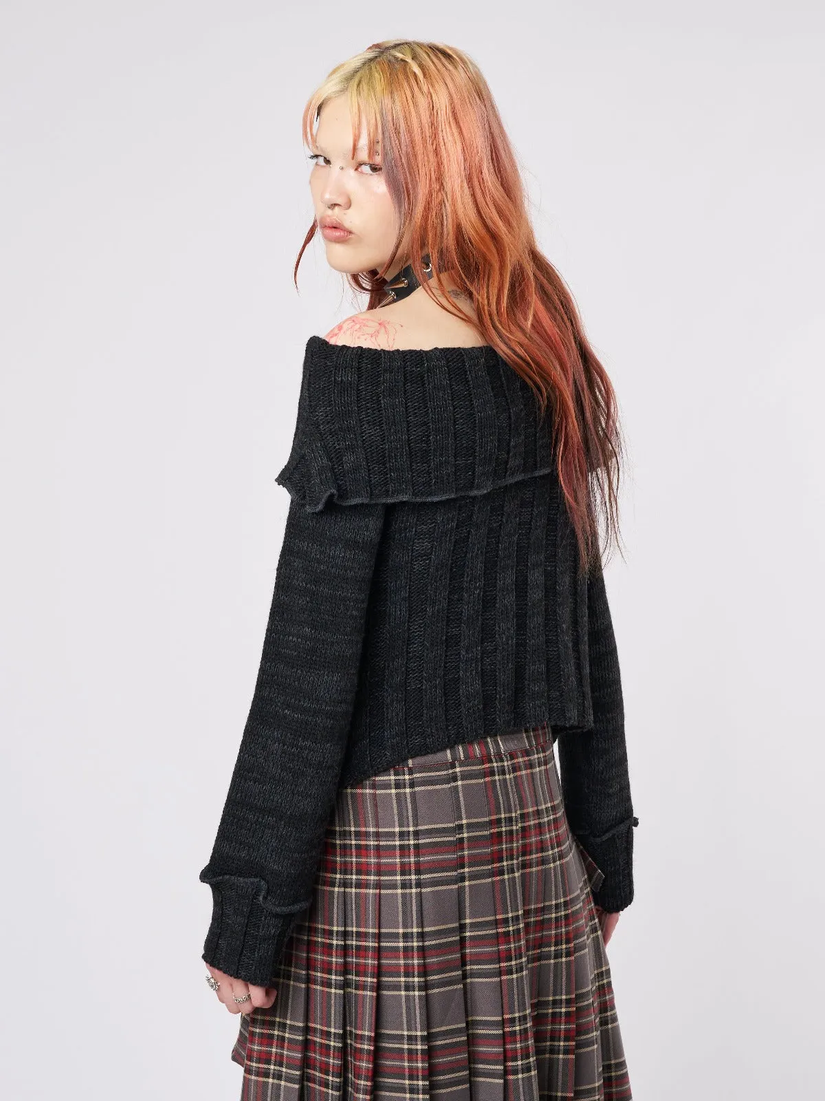 Jetta Black Off Shoulder Knit Jumper