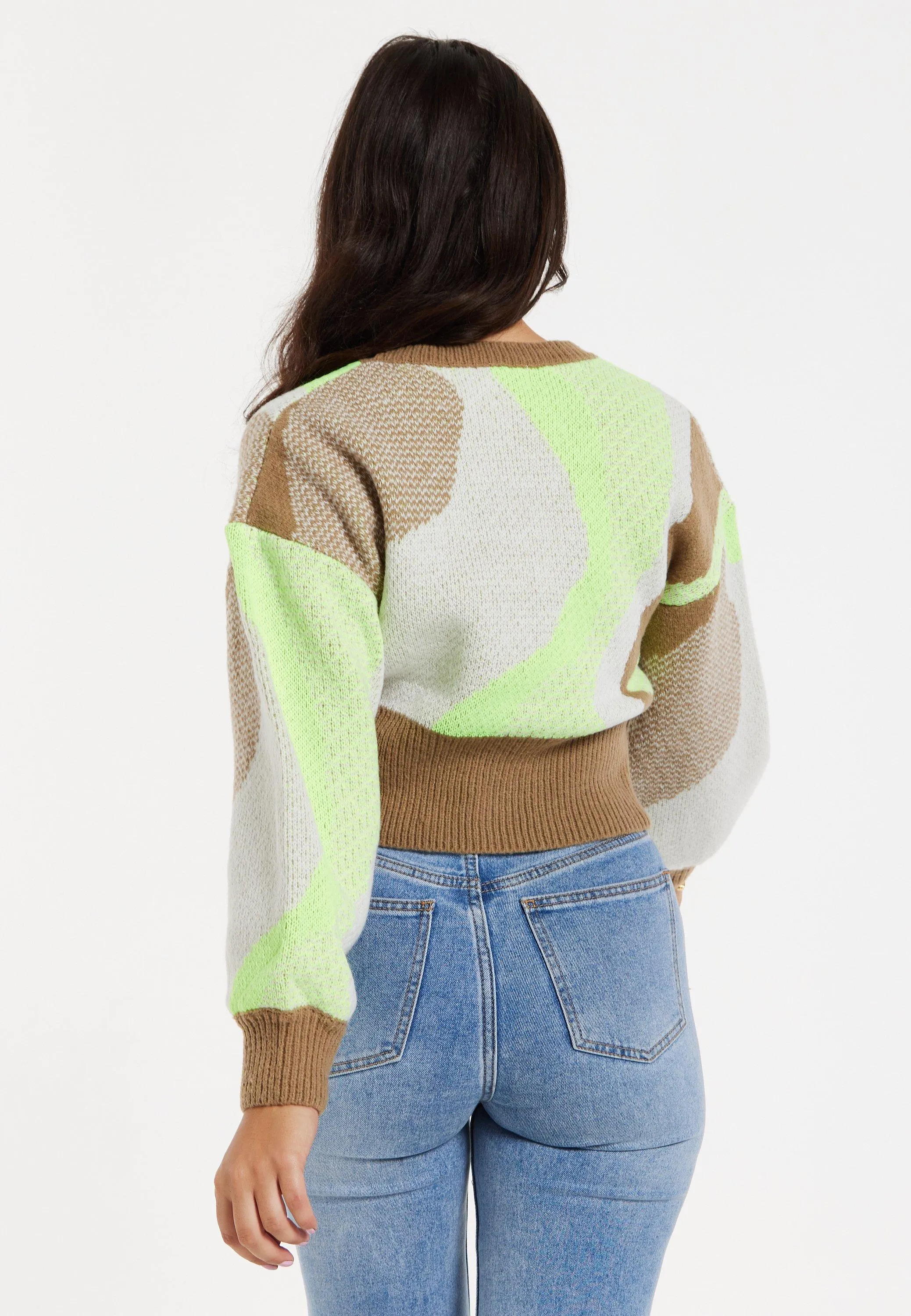 Jumpers & Cardigans | Cardigan In Brown, Green And Cream | Liquorish