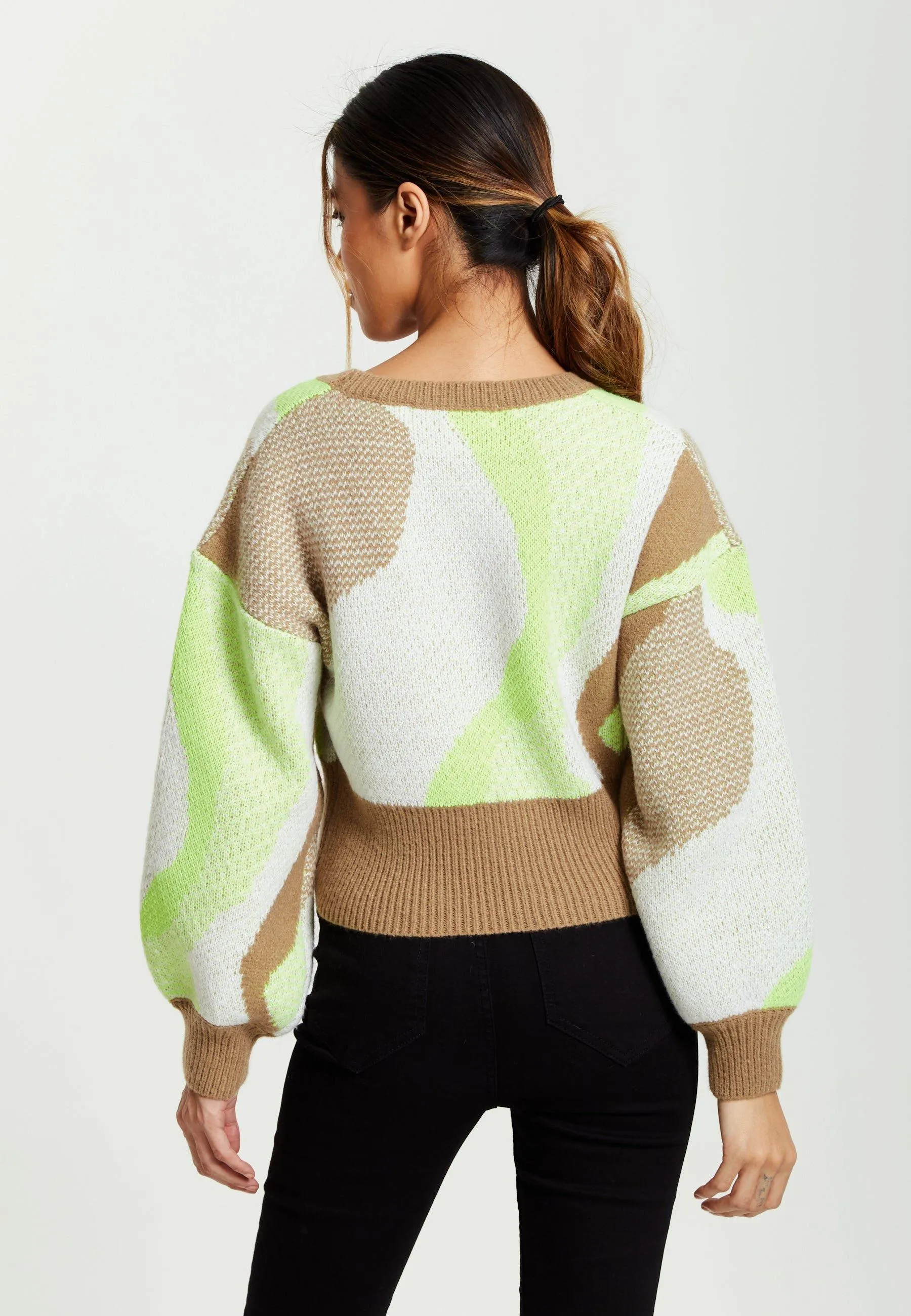 Jumpers & Cardigans | Cardigan In Brown, Green And Cream | Liquorish