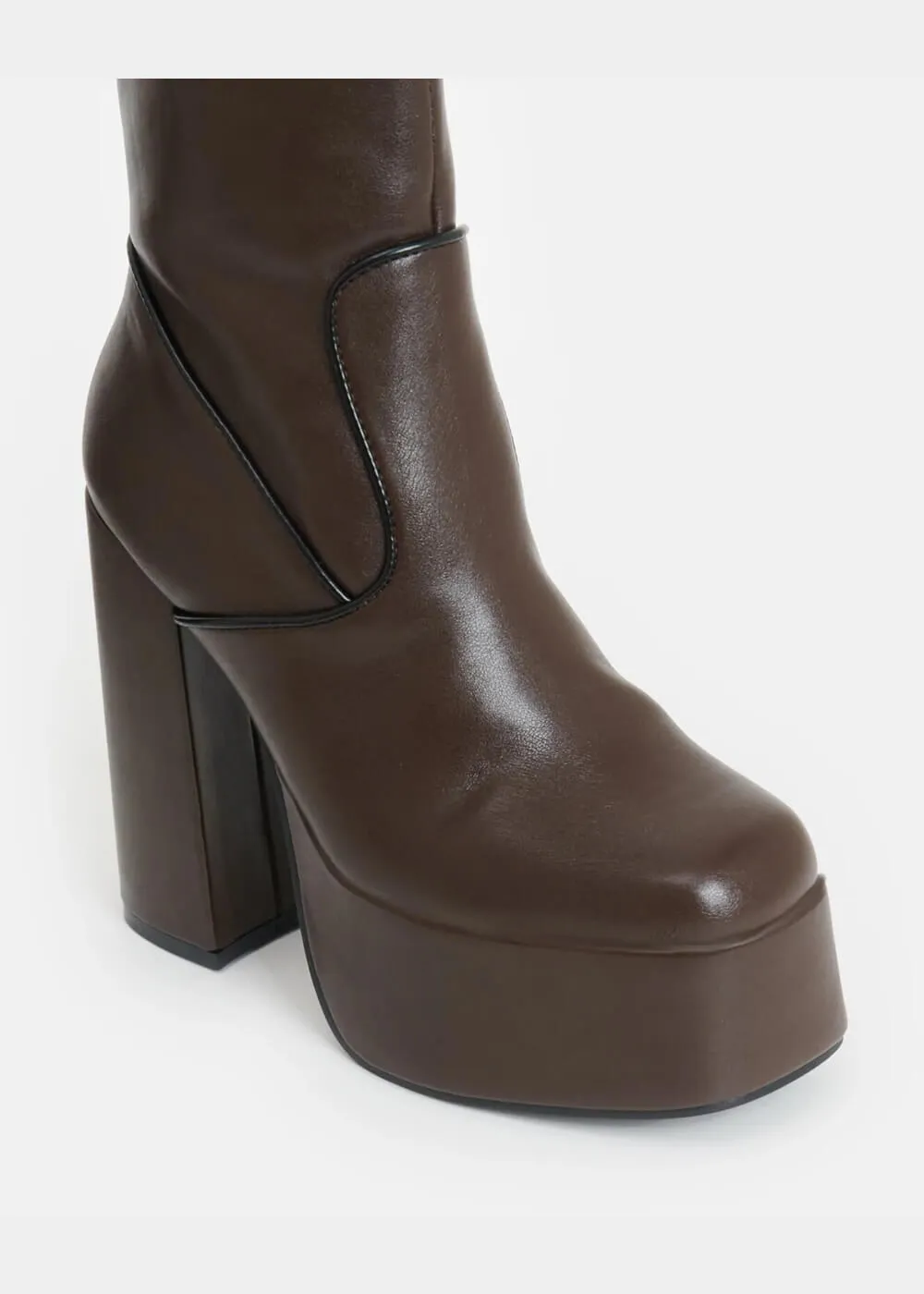 Koi Footwear Chocolate Platform 60's Boots Brown