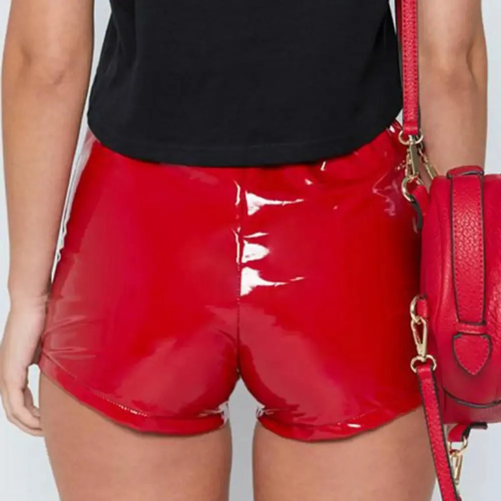 Leather Shorts Lace Up Wet Look Vinyl Hot Pants