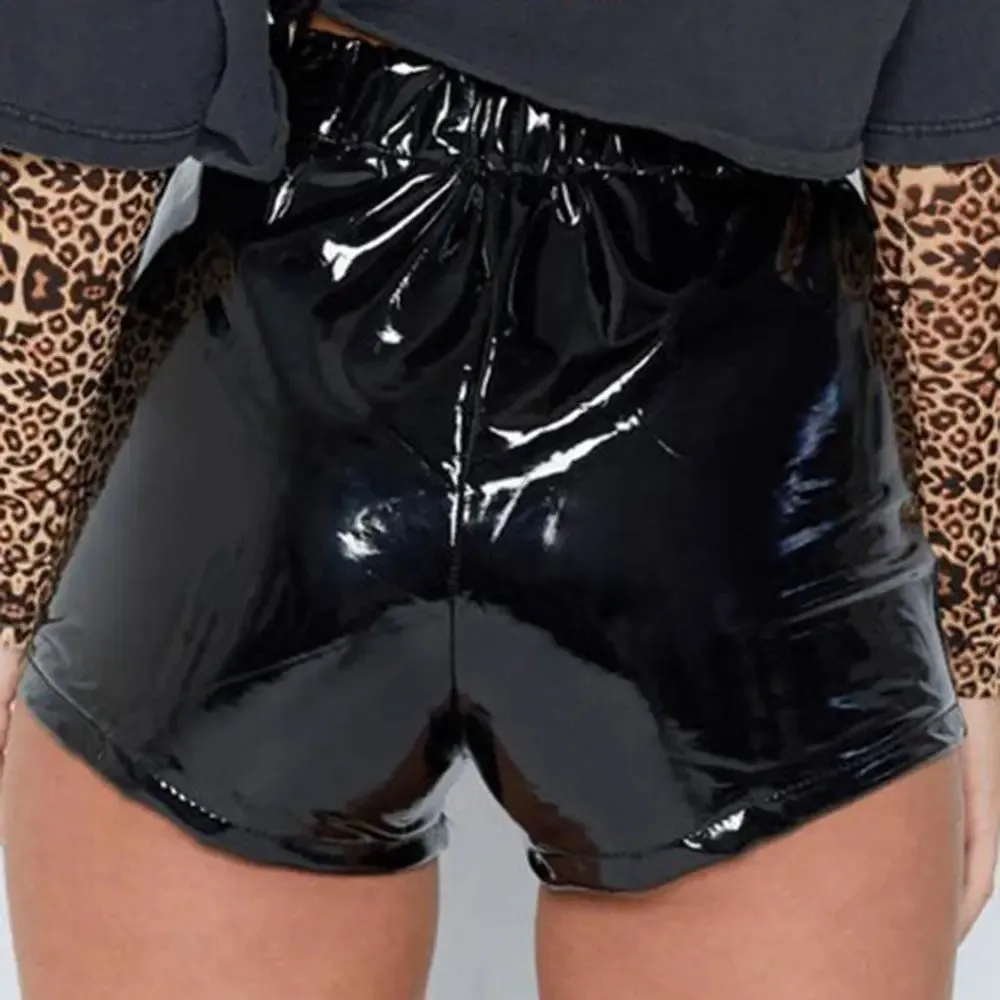 Leather Shorts Lace Up Wet Look Vinyl Hot Pants