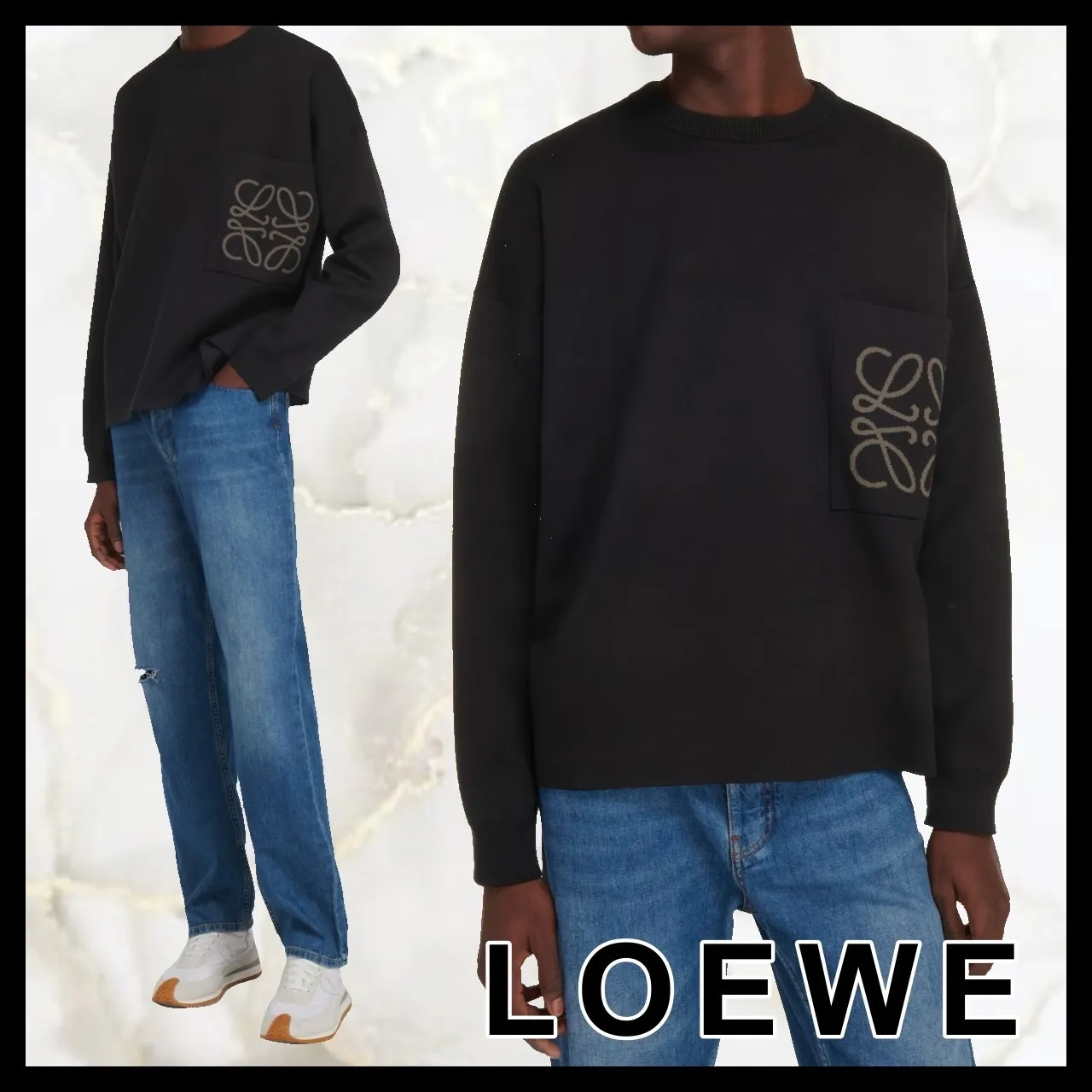 LOEWE  |Crew Neck Pullovers Long Sleeves Cotton Logo Luxury