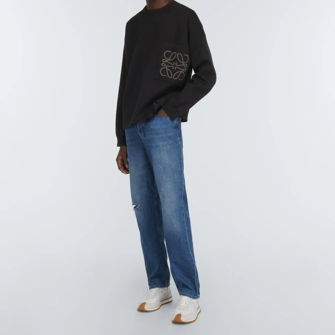 LOEWE  |Crew Neck Pullovers Long Sleeves Cotton Logo Luxury