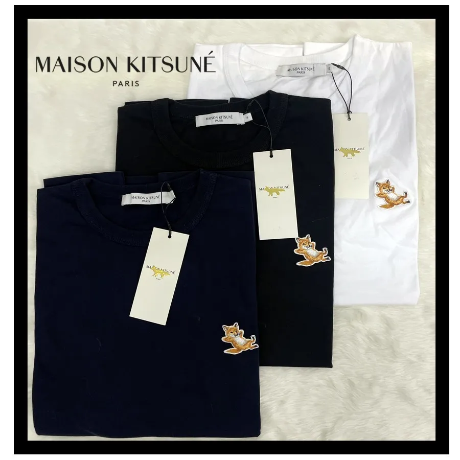 MAISON KITSUNE  |Short Sleeves Logo Designers T-Shirts