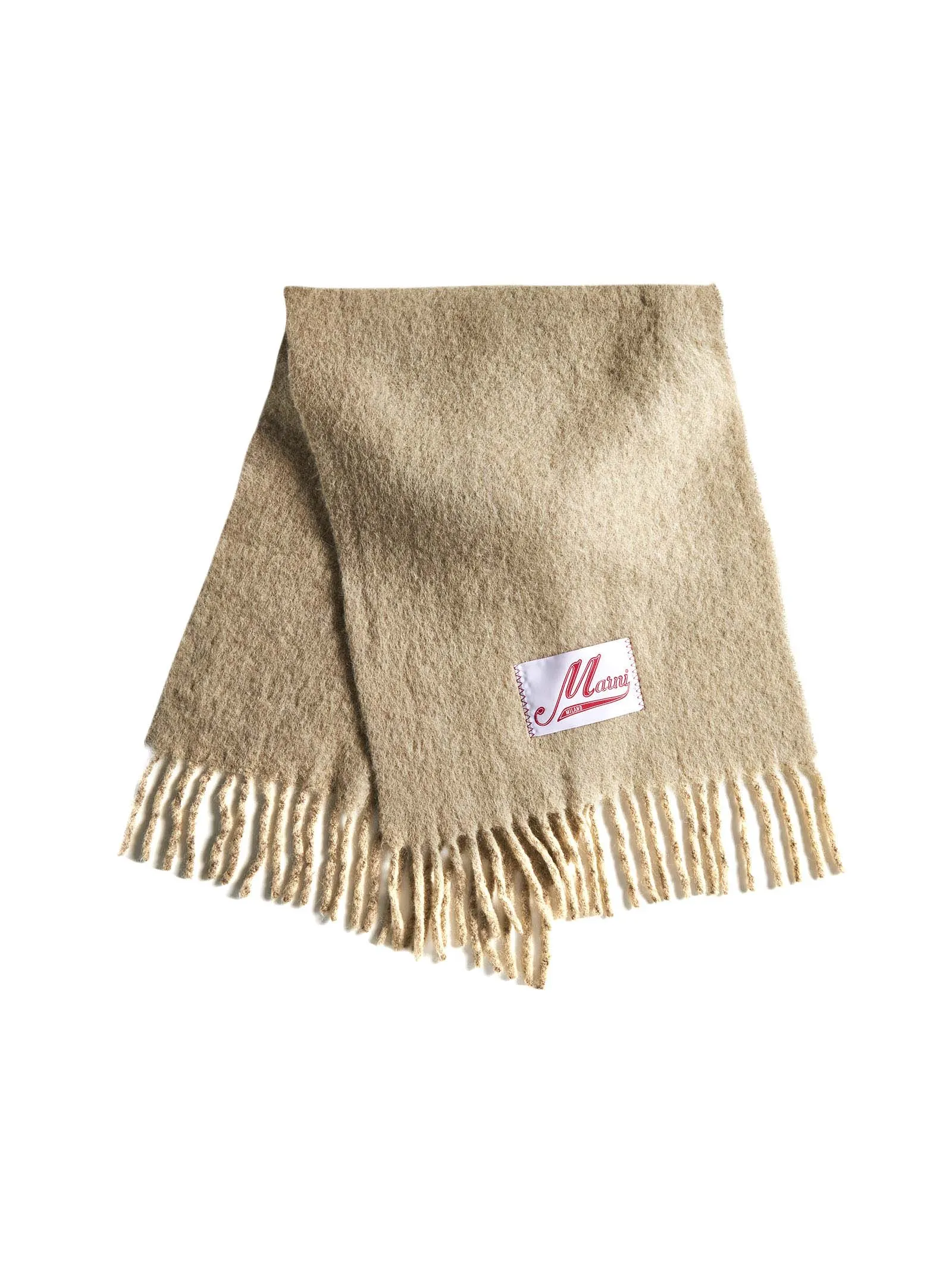 Marni Logo Patch Fringed Scarf