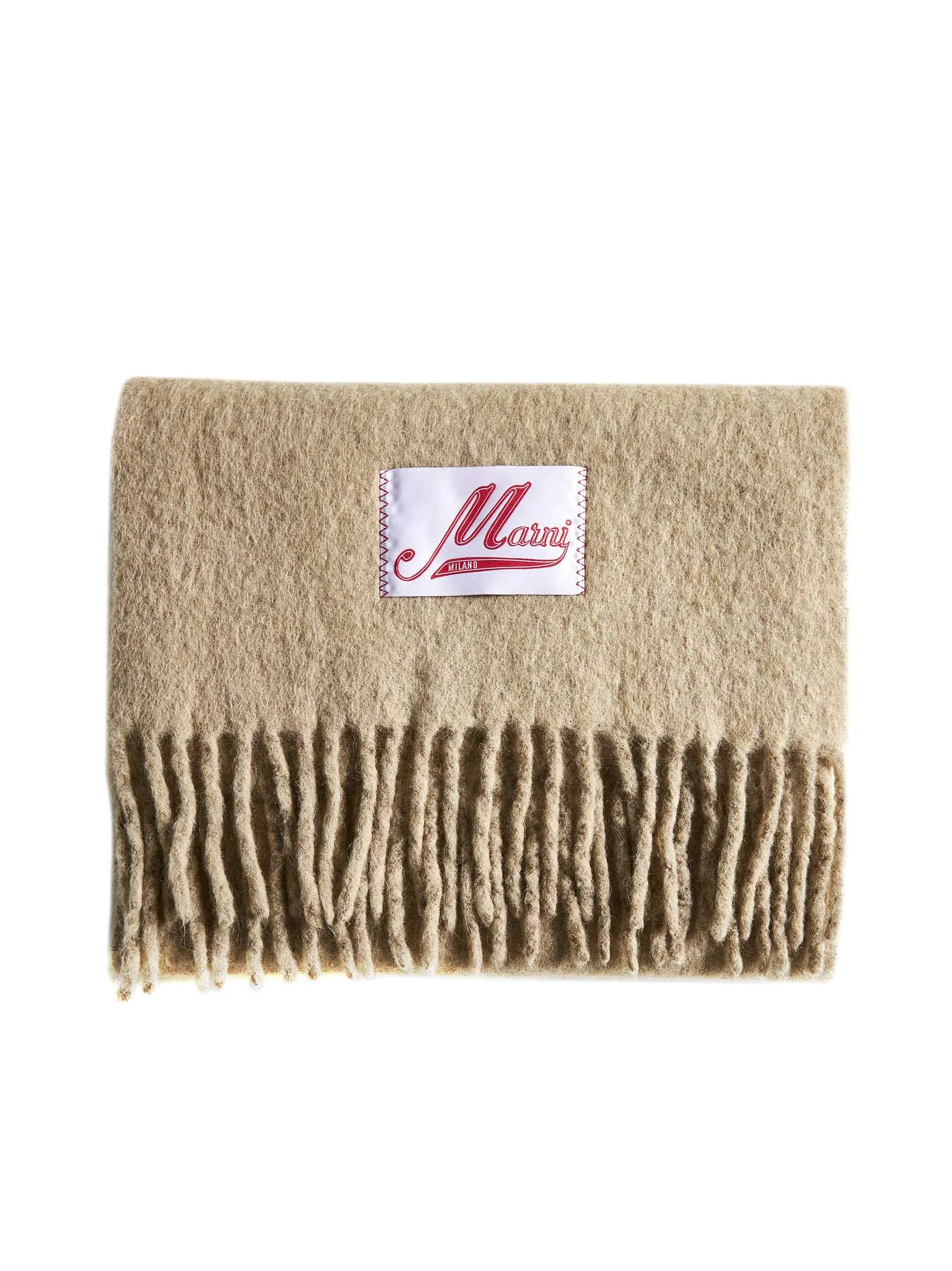 Marni Logo Patch Fringed Scarf