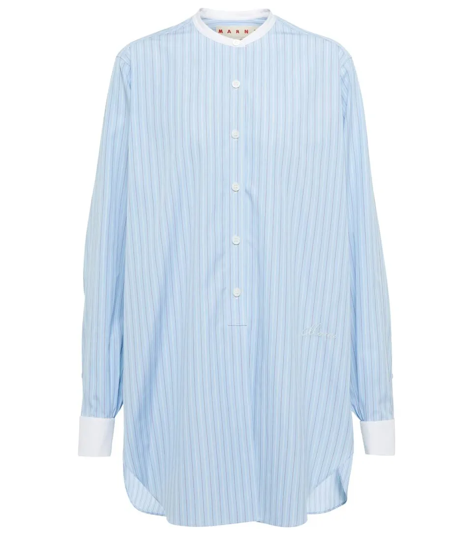 MARNI  |Stripes Long Sleeves Cotton Long Shirts & Blouses