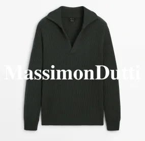 Massimo Dutti  |Pullovers Wool Long Sleeves Plain Sweaters