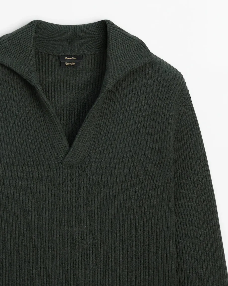 Massimo Dutti  |Pullovers Wool Long Sleeves Plain Sweaters