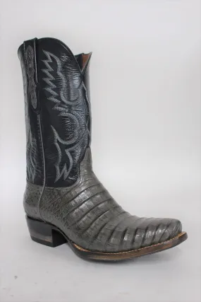 Mens Black Jack Grey Caiman Snip Toe Boots