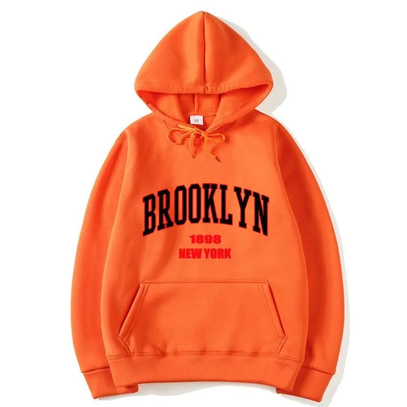 Men's Winter Cotton Brooklyn 1989 York Printed Statement Hoodies