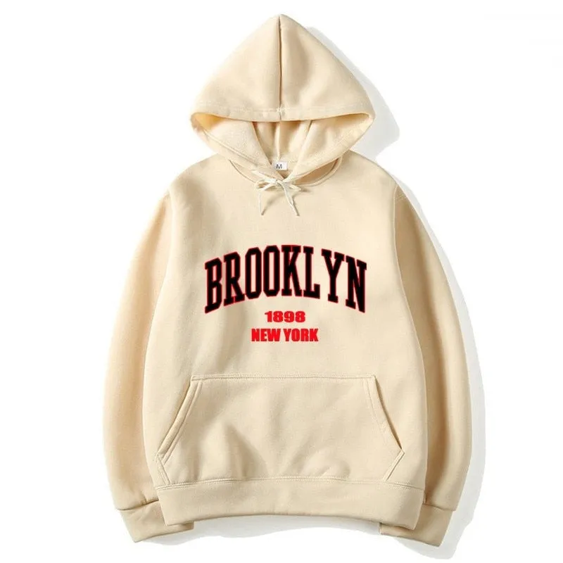 Men's Winter Cotton Brooklyn 1989 York Printed Statement Hoodies