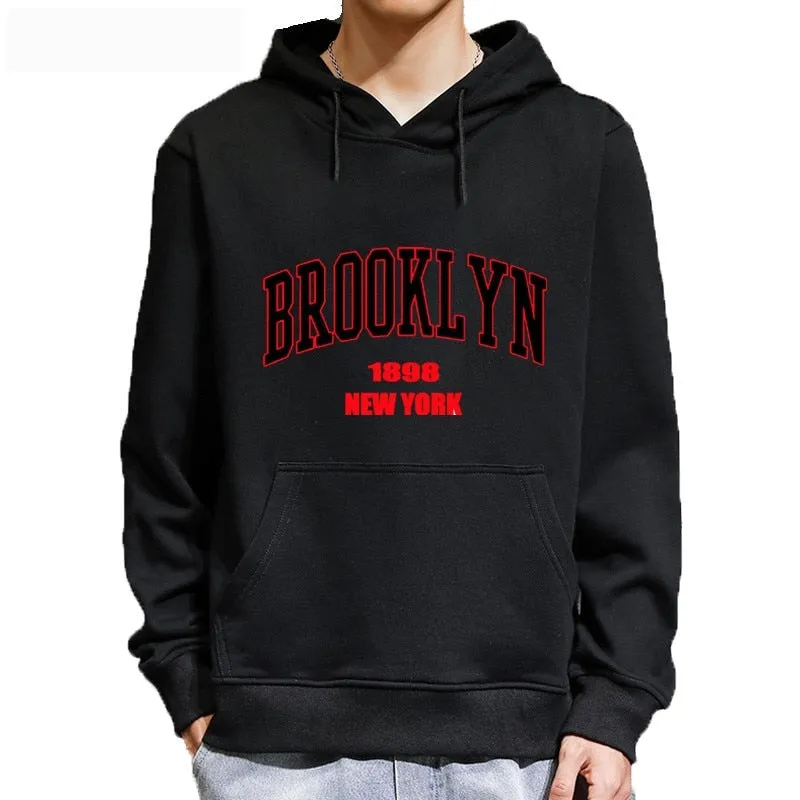 Men's Winter Cotton Brooklyn 1989 York Printed Statement Hoodies