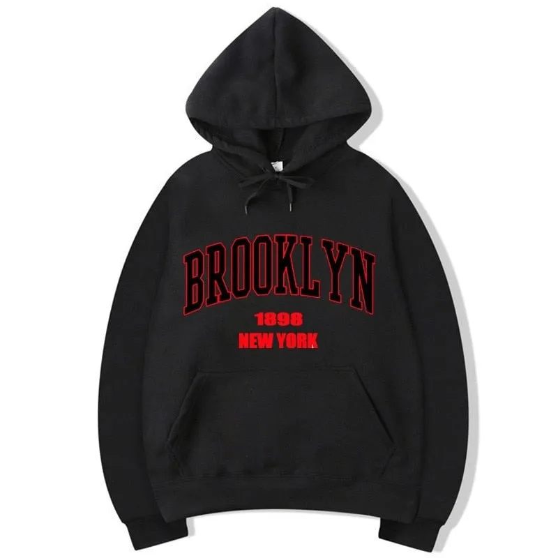 Men's Winter Cotton Brooklyn 1989 York Printed Statement Hoodies