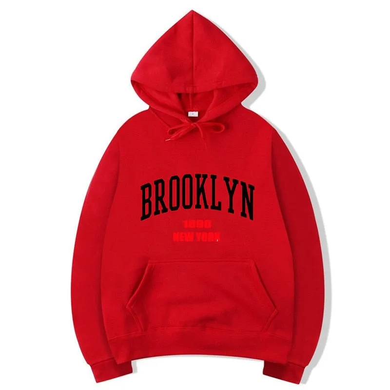 Men's Winter Cotton Brooklyn 1989 York Printed Statement Hoodies