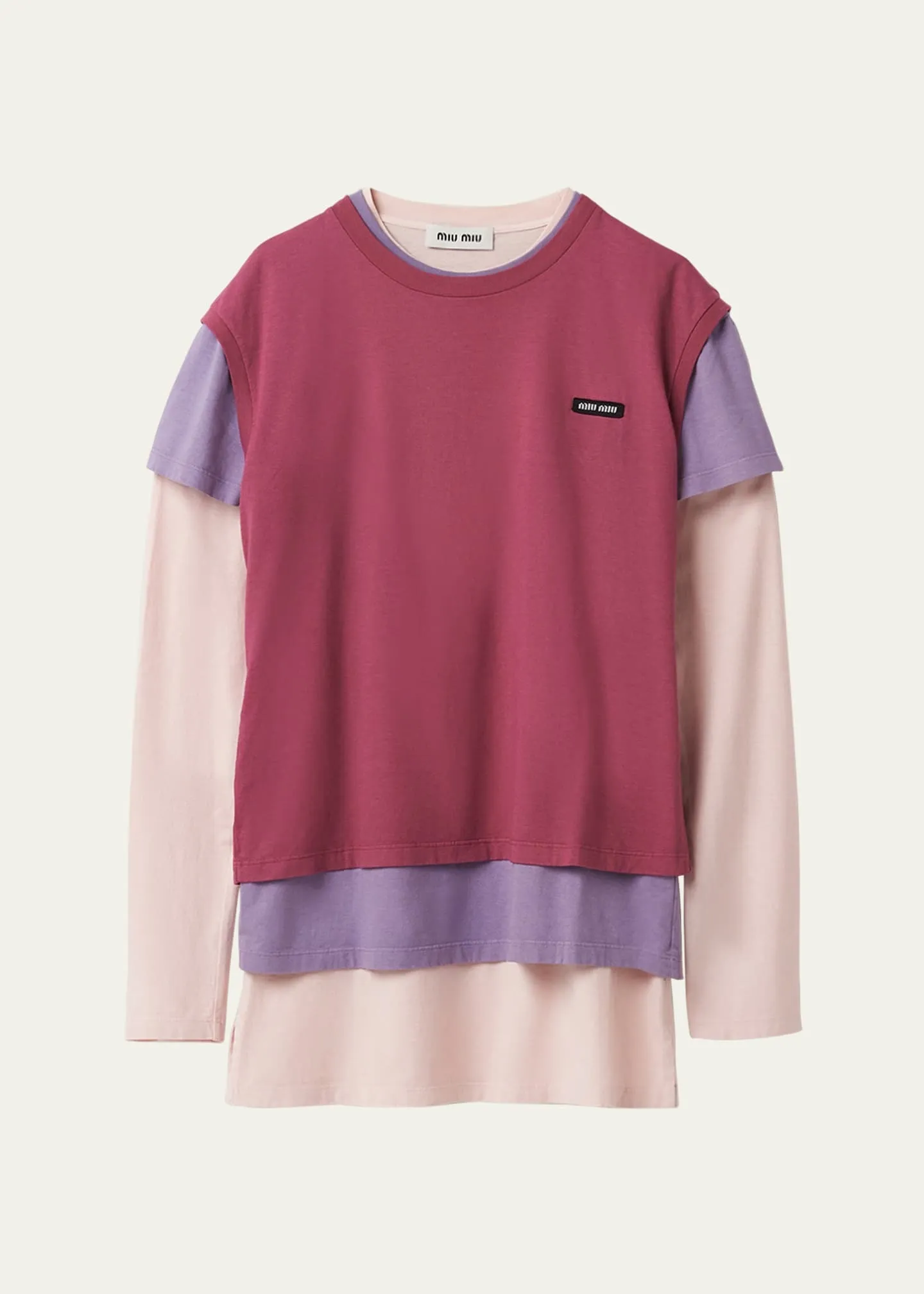 MiuMiu  |Crew Neck Sleeveless Street Style Long Sleeves Plain Cotton