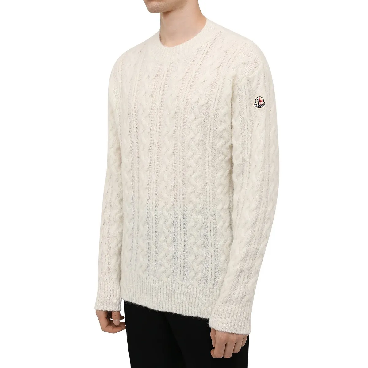 MONCLER  |Crew Neck Wool Long Sleeves Logos on the Sleeves Logo