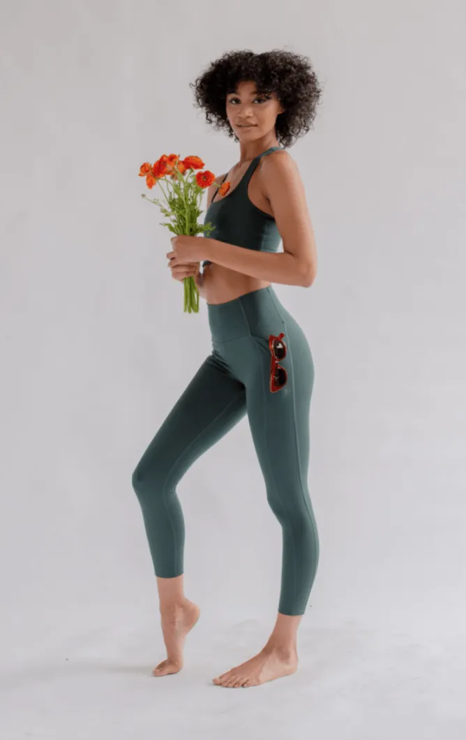 Moss Compressive Háar Leggings me vasa