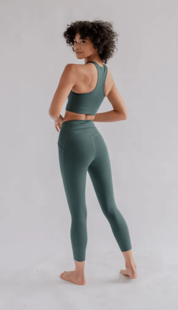 Moss Compressive Háar Leggings me vasa