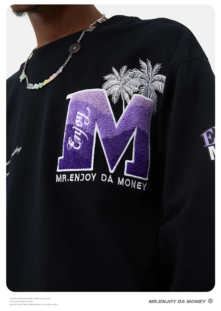 MR. ENJOY DA MONEY  |Crew Neck Unisex Blended Fabrics Street Style Long Sleeves