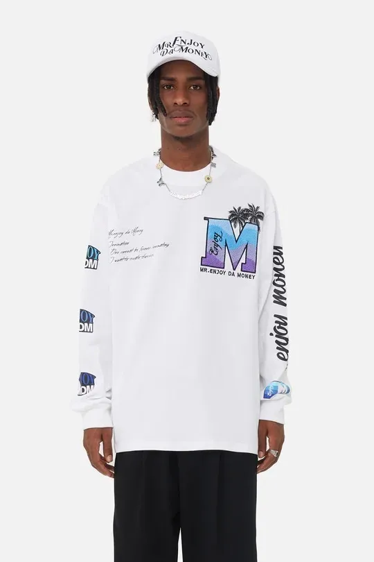 MR. ENJOY DA MONEY  |Crew Neck Unisex Blended Fabrics Street Style Long Sleeves